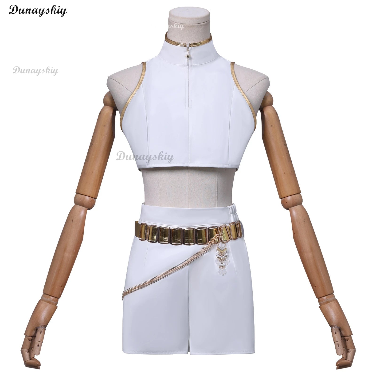Rumi Cosplay KPop Demons Hunter White Costume Wig Women Girls Cartoon Fantasia Vest Shorts Chain Belt Outfits Halloween Carnival