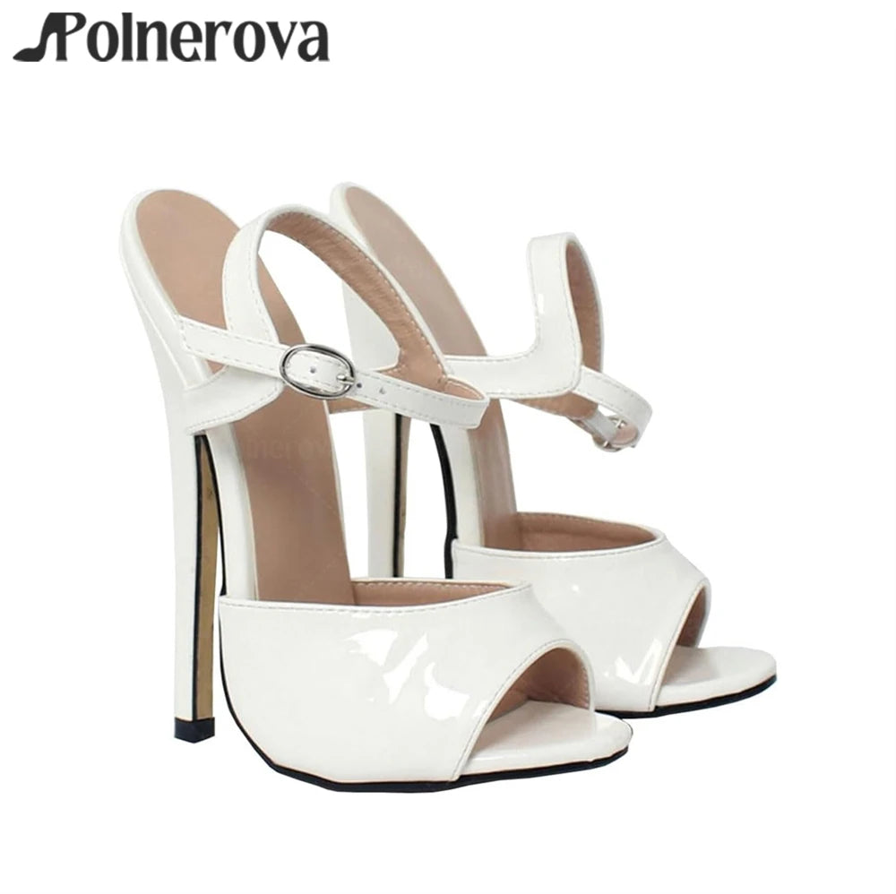 18cm Open Toe Sandals Ultimate Stilettos Multi-color Patent Leather Handmade Sandals Sexy Fetish High Heels Customizable Sandals