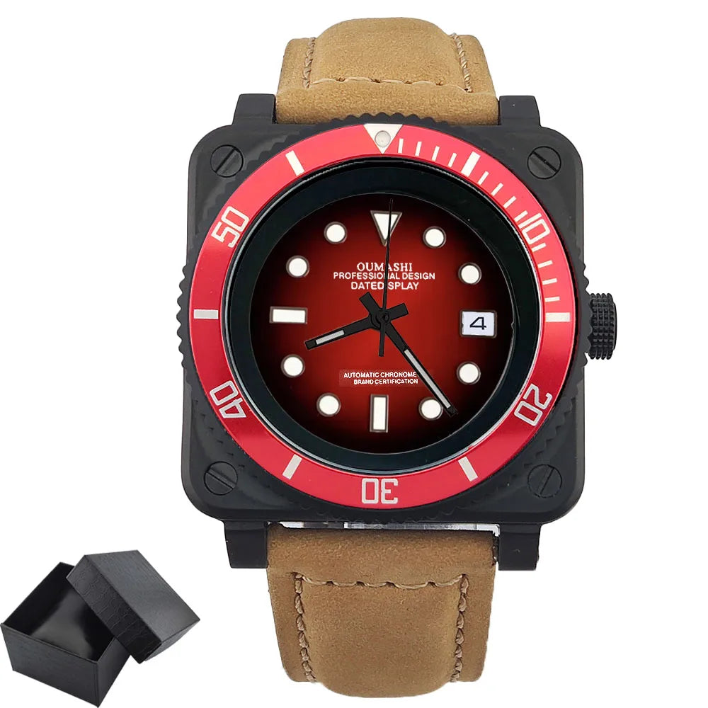 Fashionable square men's watch NH35  Luxury sports automatic movement Sapphire glass water-resistant 10ATM cowhide strap watches