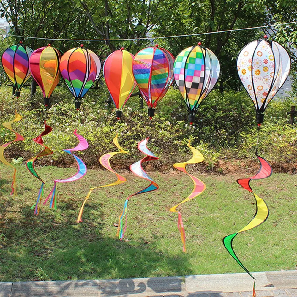 Giant Rainbow Hot Air Balloon Garden Wind Spinners Pinwheels Whirligigs Windmill Toys for Kids Yard Decor 43.3inch