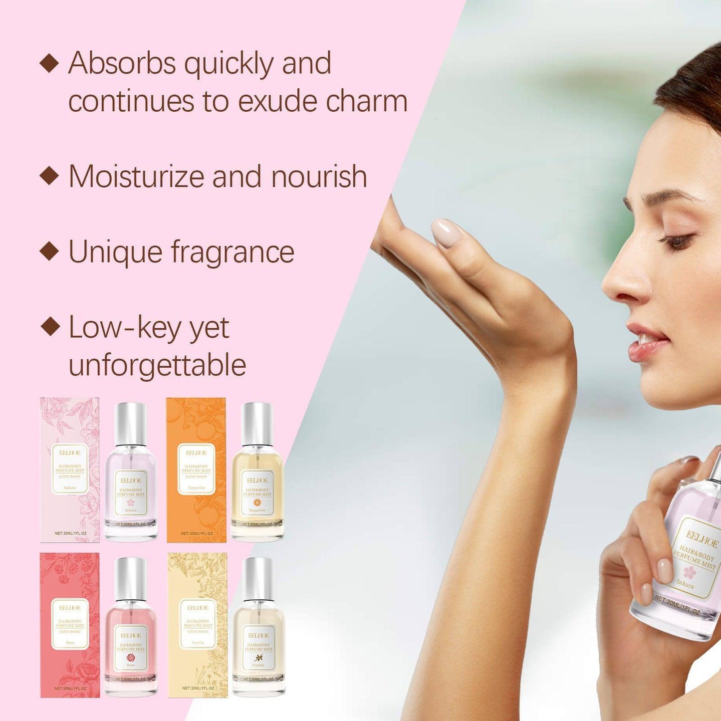 EELHOE Body Hair Perfume Spray Body Skin Hair Long-Lasting Fragrance