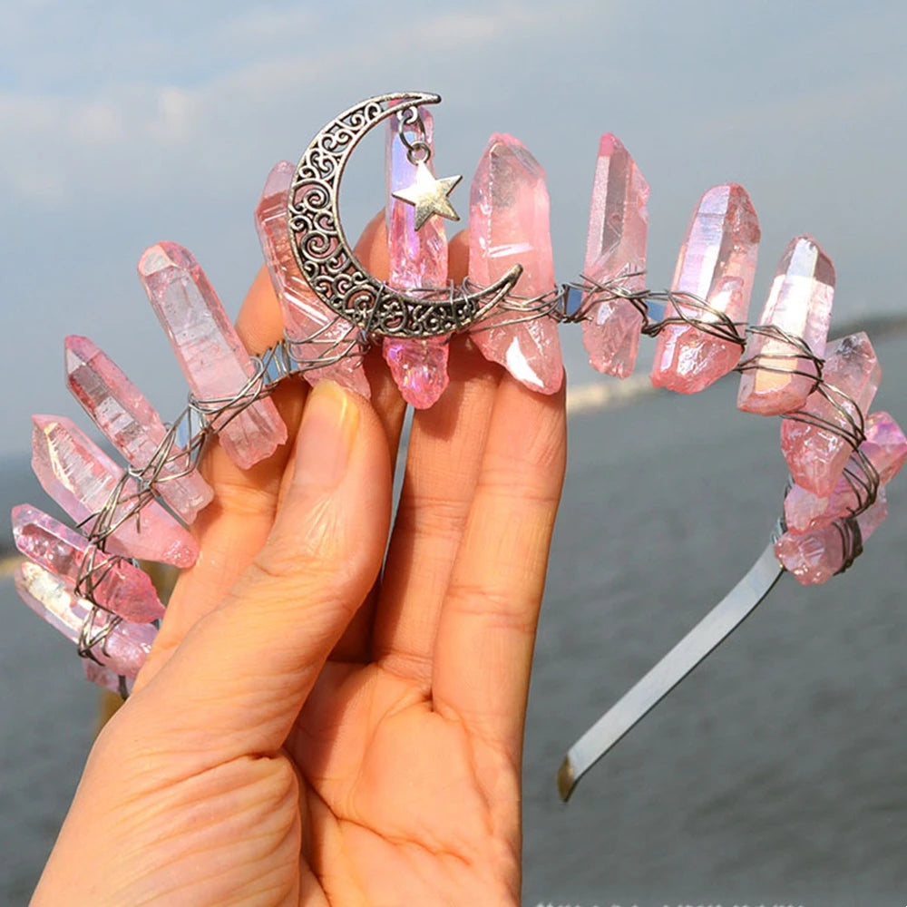 Natural Crystal Queen Tiaras and Crowns Bridal Diadem For Bride Women Headpiece Hair Ornaments Wedding Head Jewelry Accessories