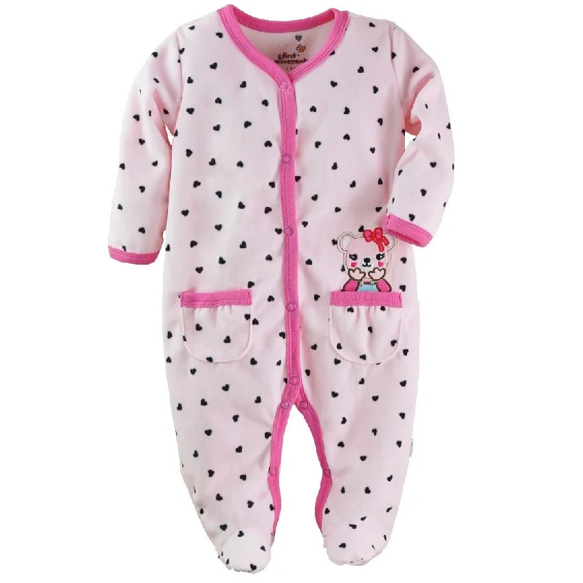 Fleece Baby One-Piece Romper With Footies bodysuits newborn sleepwear girl jumpsuit boy pajamas overalls cotton clothes