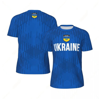 Ukraine Flag Graphic Football T Shirts For Men Summer Casual 3D National Emblem Printed Sports T-shirt Loose Breathable Tees