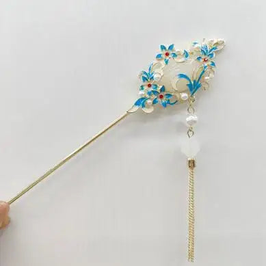 Ancient Chinese Style Hair Sticks Crystal Hairpin Chopsticks For Women Pearl Pendant Hair Clasp Forks Ancient Headpiece Gift