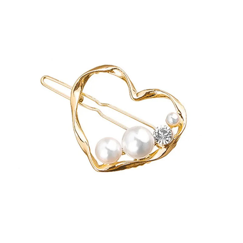 Fashion Pearl Hairpin Geometric Crystal Heart Triangle Hair Clip Women Hair Clips Barrettes Hair Styling Accessories