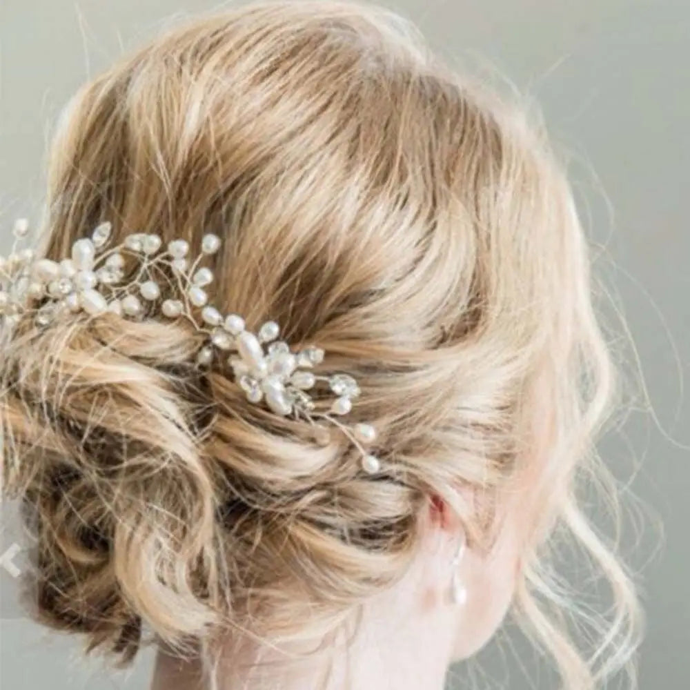 Bride Prom Rhinestone Jewelry Women Simulated Pearl Hair Accessories Hair Fork Hairpin Headwear