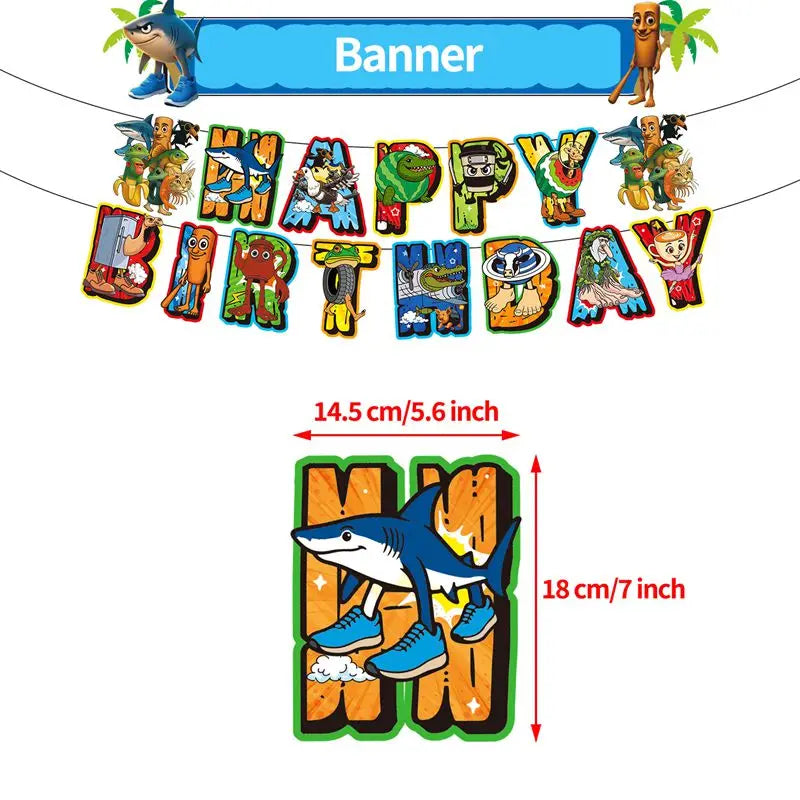 Tung Tung Sahur Birthday Party Decoration Tralalelo Tralala Banner Balloon Italian Brainrot Backdrop for Kids Baby Shower Supply