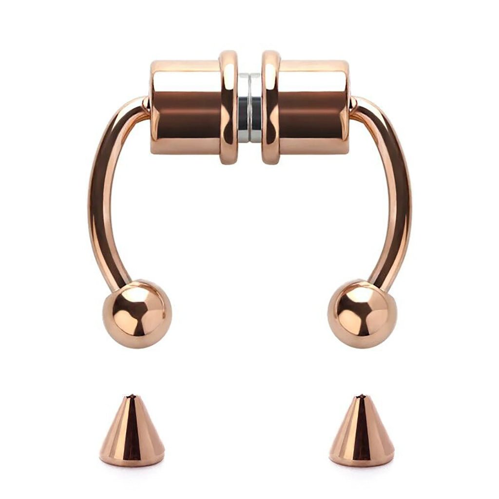 1/4pcs Women's Fake Nose Rings - Magnetic Stainless Steel Septum Hoops, Rock Hip Hop Body Jewelry