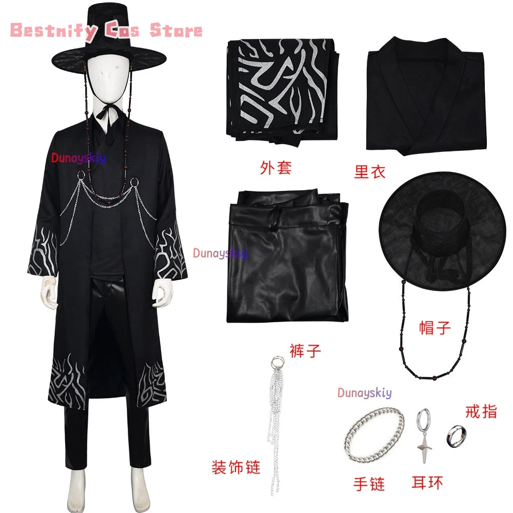 Sajaboys Cosplay Jinu Boy Group Anime Huntrix Movie Kpop Demon Handsome Vest Vampire Goth Punk Long Coat Korea Idol Halloween