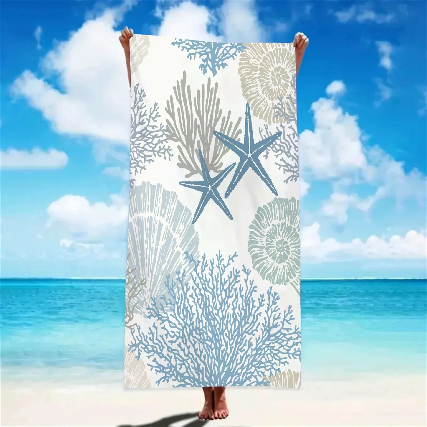 1PC Starfish Beach Towel Sea Side Pool Towel Holiday Birthday Gifts For Adult Quick-Drying Bath Towels Sea 70x140cm 140x180cm