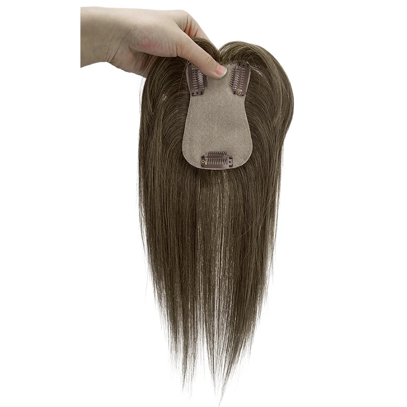 Clip in Women Human Hair Wigs Silk Base Human Hair Toppers Brazilian Human Hairpiece Blonde Hair Toupee Natural Hair System