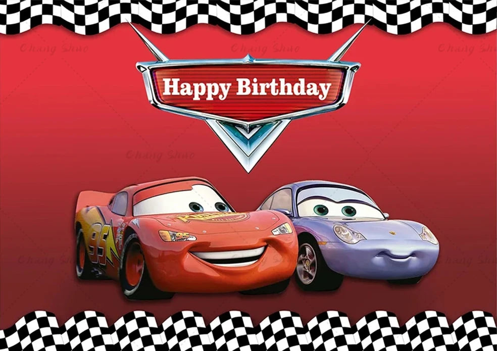 Cars Backdrop Kids Birthday Party Cake Table Decorations Photography Background Lightning McQueen Racing Party Decor Supplies