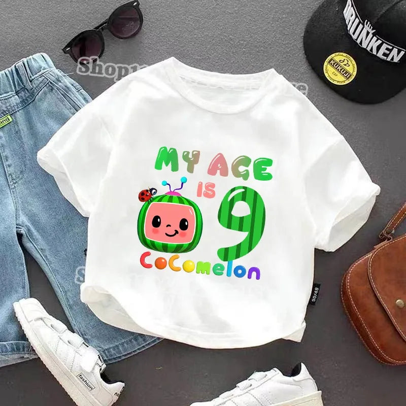 Cocomelons Kids T-shirts Boys Girls Baby Shower T-shirt Children Summer Cotton Clothes Cartoon Anime Pattern Tee Birthday Gifts