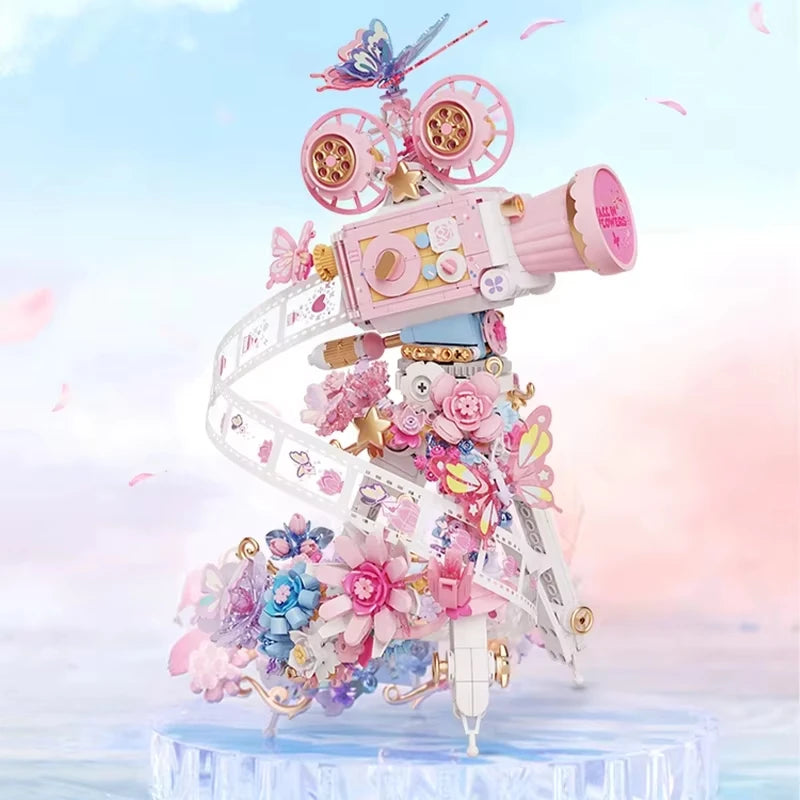 1109PCS building blocks flower butterfly shadow camera decoration desktop decoration model children's toy girl Christmas gift