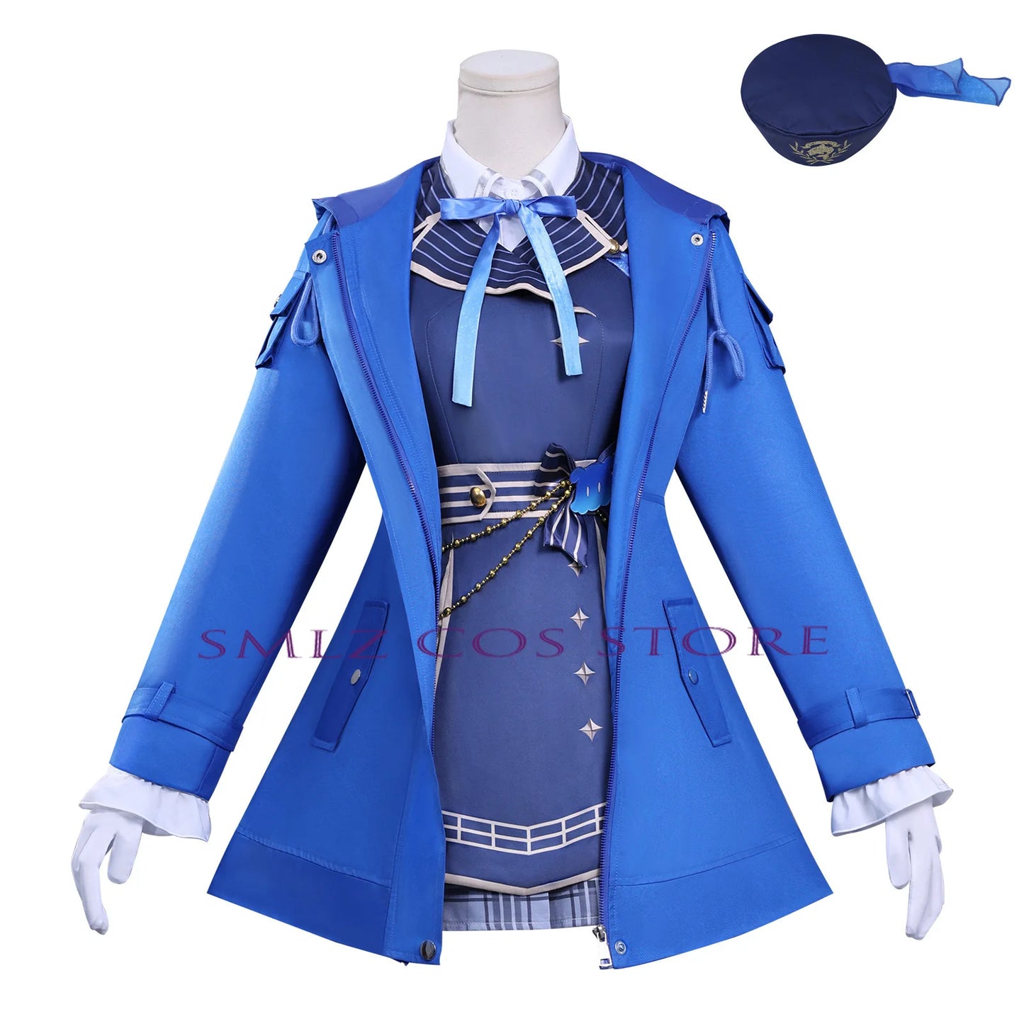 Henshin Sakamata Cosplay Costume Anime Vtuber Sakamata Blue Coat Dress Hololive JP Holo Vtuber HoloX Outfit Wig for Woman Girl