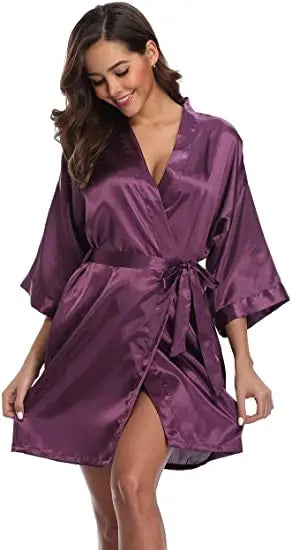 Satin Robe Female Intimate Lingerie Sleepwear Silky Bridal Wedding Gift Casual Kimono Bathrobe Gown Nightgown Sexy Nightwear