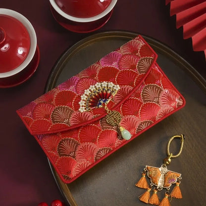 Chinese Style New Year Red Envelope Traditional Brocade Wedding Money Pocket Blessing Magnetic Buckle Red Packet Party Gifts