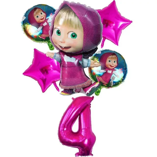 Cute Mashas and the Bear Party Balloons Party Decorations Cartoon Bear Party Favors Baby Shower Gifts For Kids Birthday Party