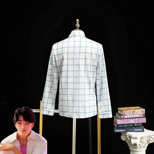 Movie KPop Demon Jinu Hunters Cosplay Costume Saja Boys Unisex Shirt Top Coat Plaid Shirt Long Sleeved Clothes Halloween Outfit