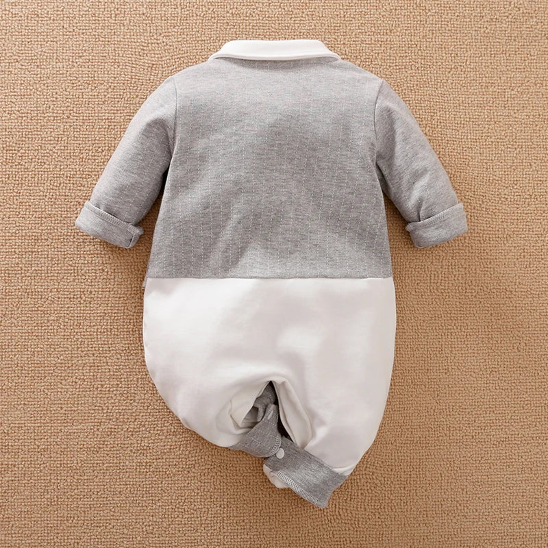 Newborn Clothes Spring And Autumn 0-18m Gentleman Style Handsome Formal Dress Party Cotton Comfortable Long Sleeved BabyJumpsuit