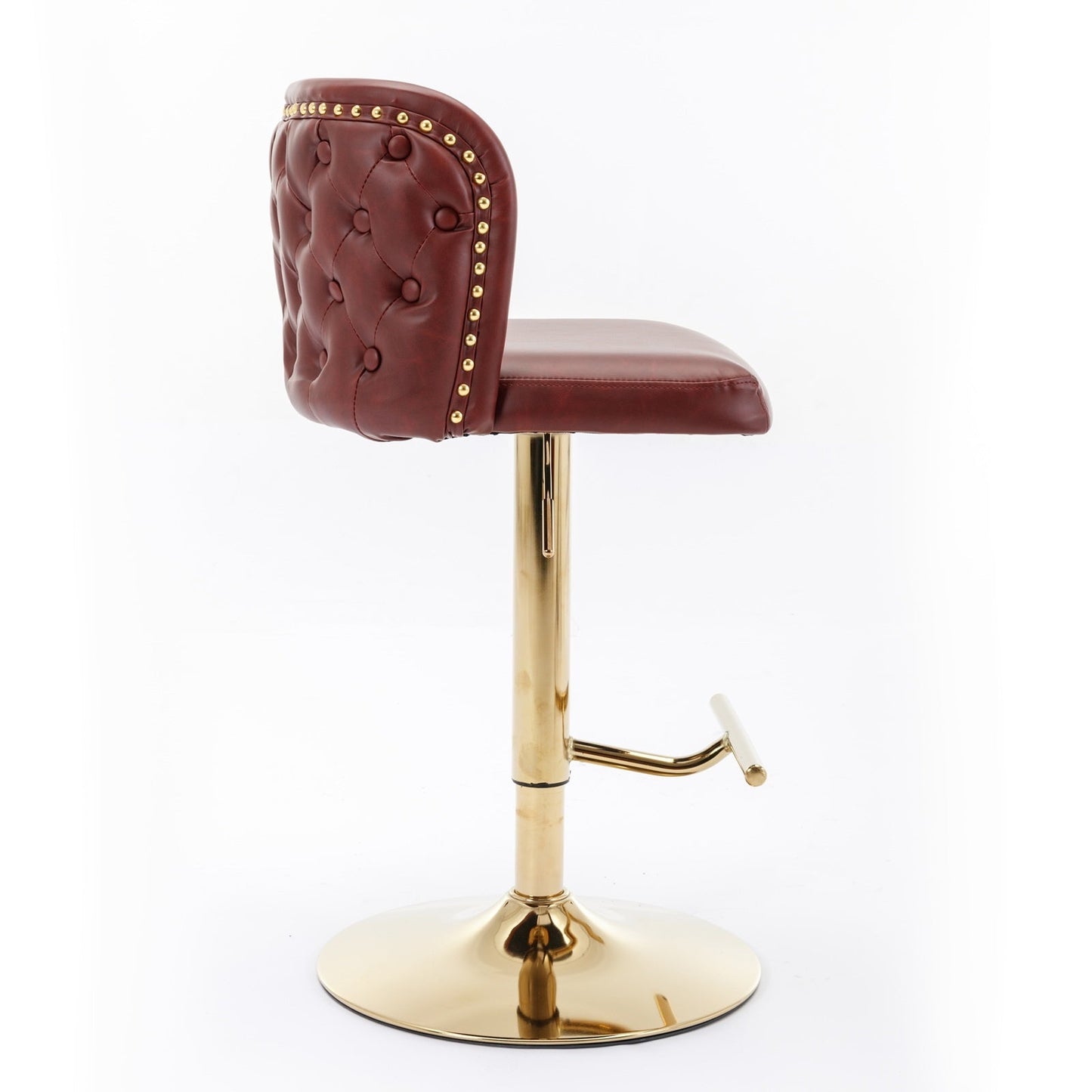 LuneluX_Home – Modern PU Leather Swivel Barstools (Set of 2, Burgundy)