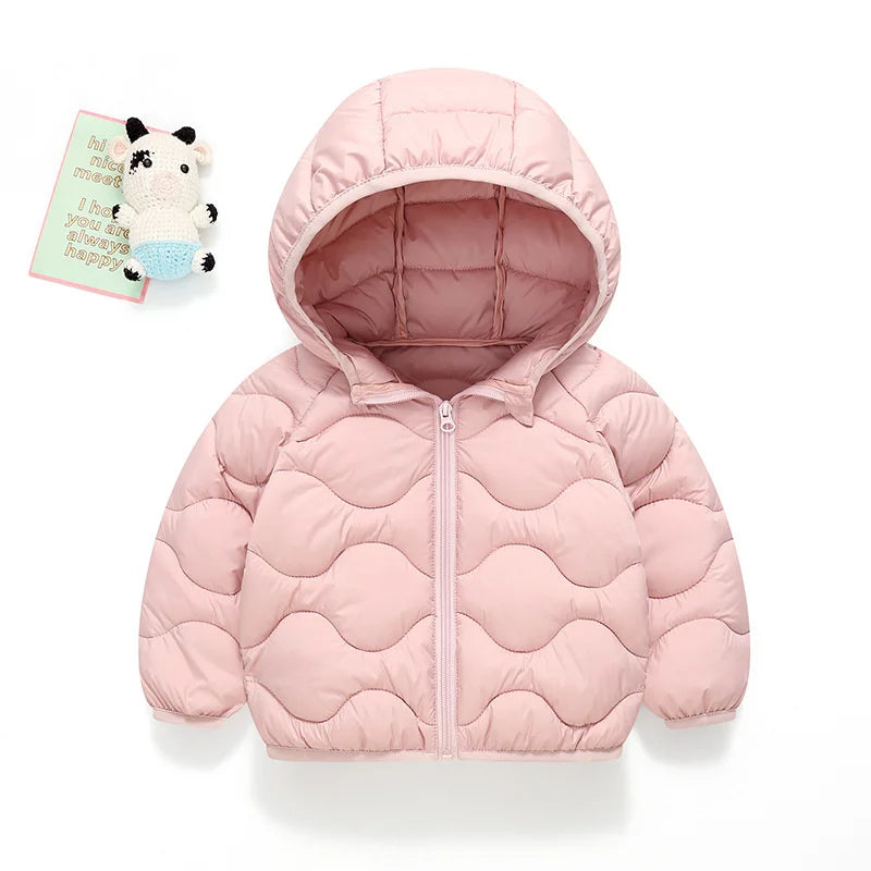 Boys Girls Down Coats Children's Light Hooded Jacket Baby Winter Warm Cotton Clothes Teen Autumn Solid Casual Outerwear 2-12Y