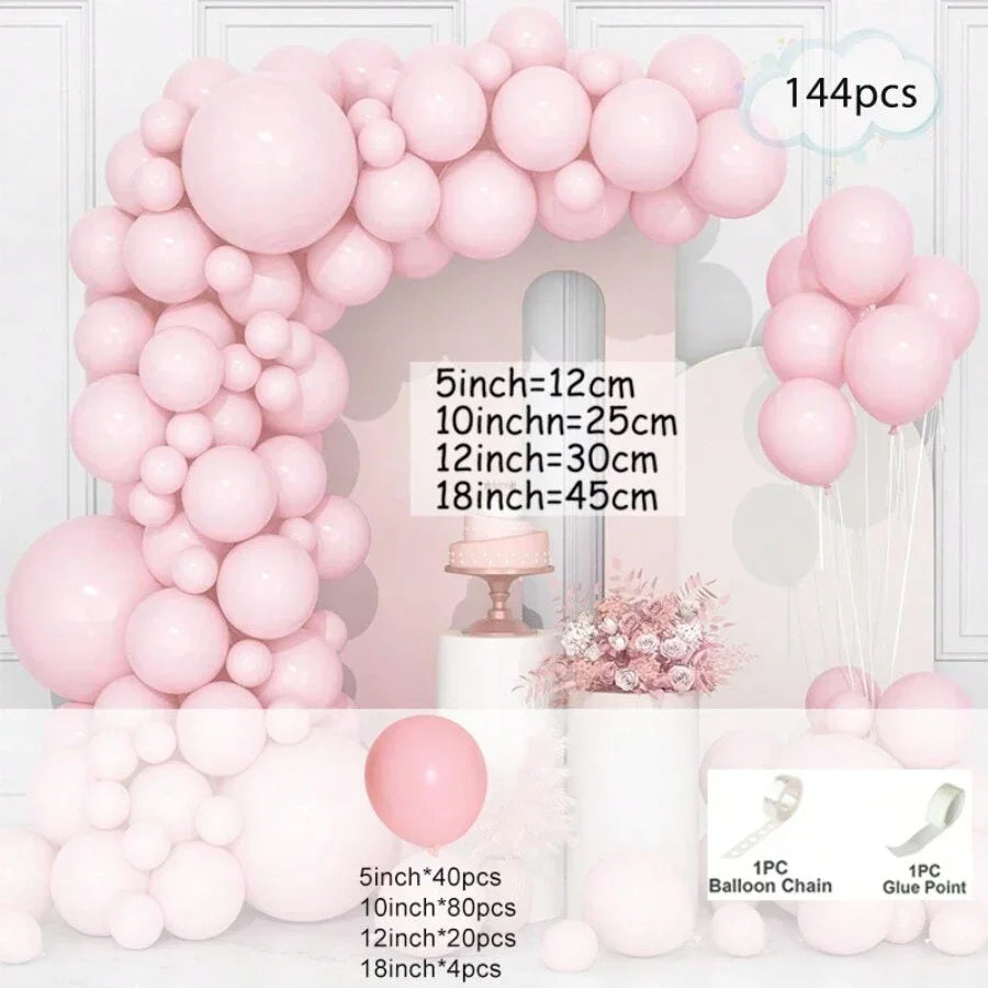 144pcs Pastel Pink Balloons  Macaron Pink Balloon Garland Arch Kit Latex Balloons Birthday Wedding Bridal Party Decorations