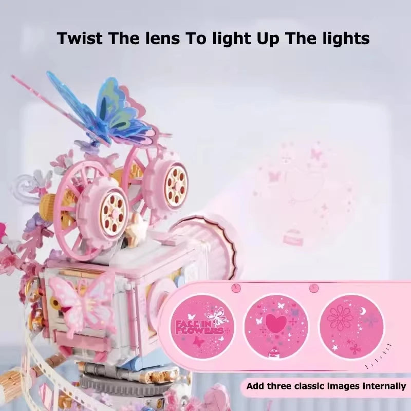 1109PCS building blocks flower butterfly shadow camera decoration desktop decoration model children's toy girl Christmas gift