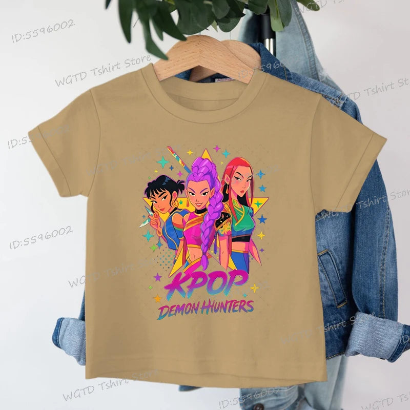 Children's Clothing KPop Demon Hunters Fashion Casual Tops 2025 Hot Movie Soft Cotton Baby Girls T Shirt Fans Gifts Kids Clothes