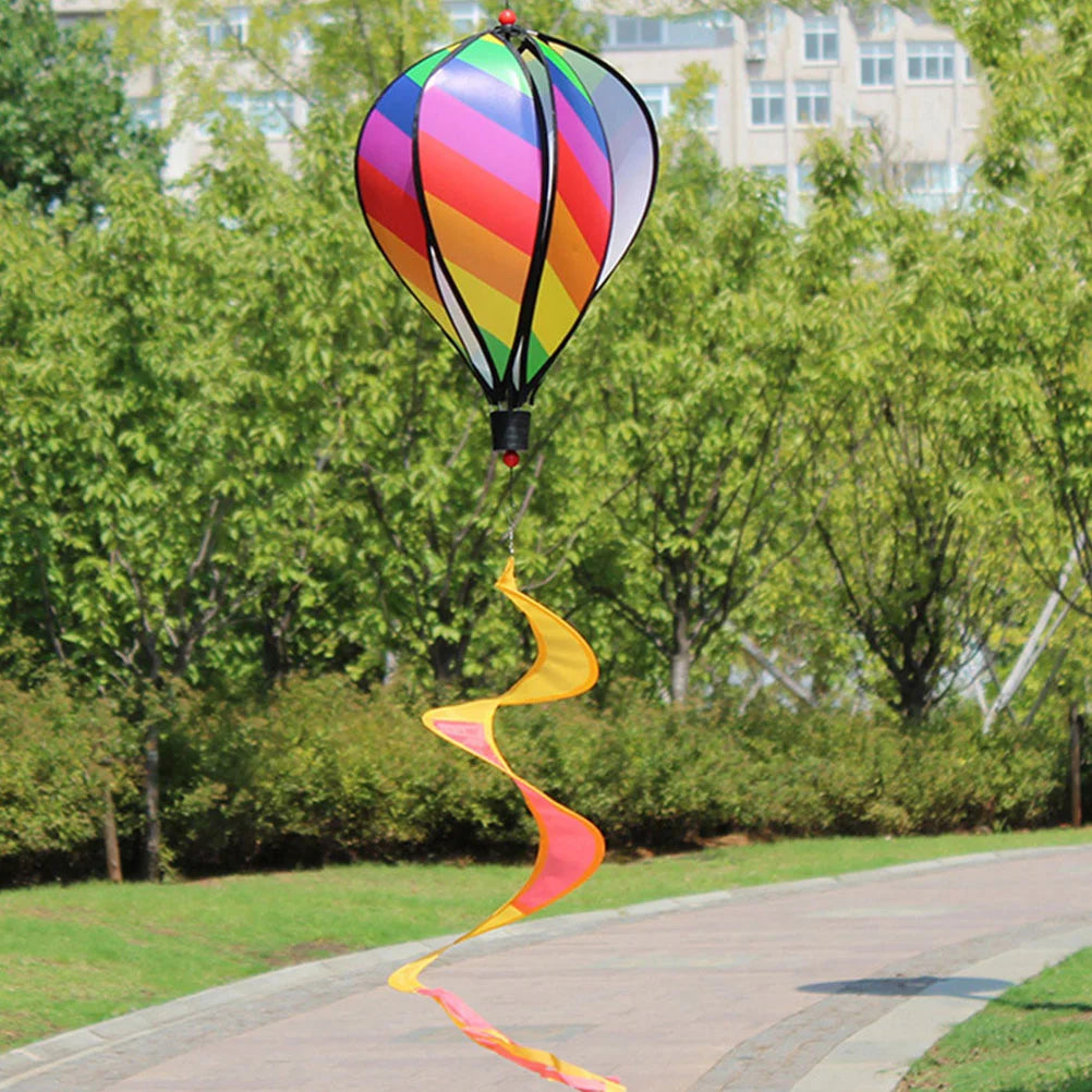 2pcs Hot Air Balloon Windmill Decors Garden Spinners Outdoor Layout Pendants Spiral Balloon Yard Decorations Wind Socks Spinners
