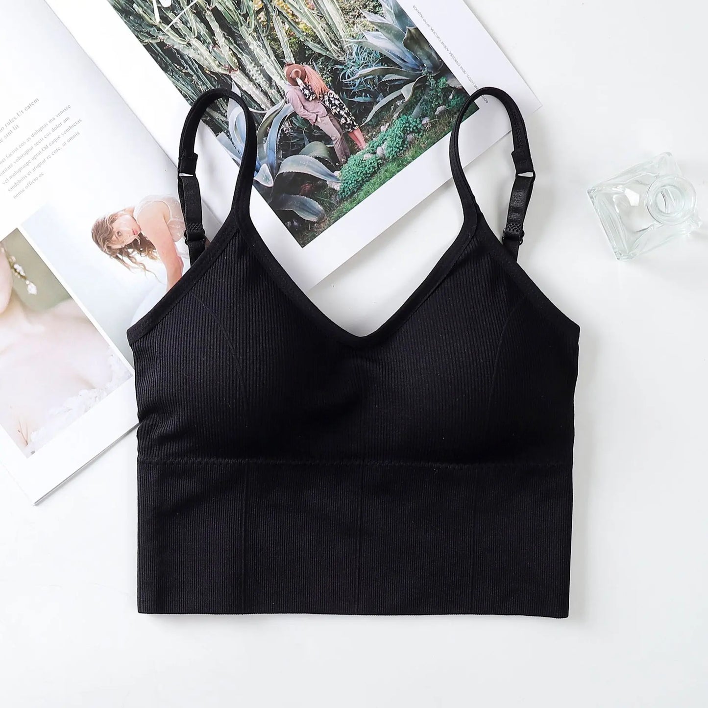 Women Tank Crop Top Seamless Underwear Vintage Crop Top Female Tanks Vest Camis Padded U Back Woman Sexy Sport Lingerie Camisole