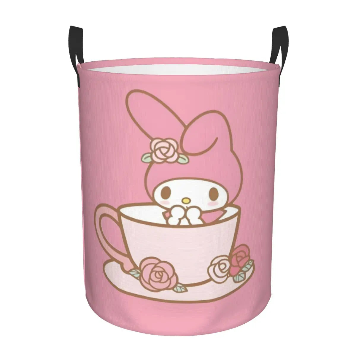 Custom Melody Laundry Basket Collapsible Pink Rabbit Clothes Hamper for Baby Kids Toys Storage Bin