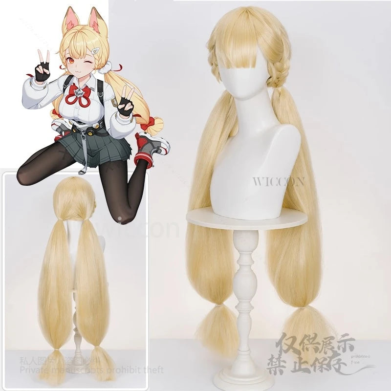 Anime Game ZZZ Alice Cosplay 90cm Gold Solid Color Wigs Female High Quality Heat Resistant Synthetic Hair Halloween Party Comic
