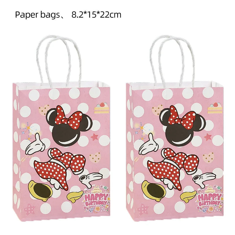21*15*8cm Disney Mickey Mouse Paper Gift Bag Festival With Handles Baby Shower Candy Bags Kids Minnie Birthday Party Supplies ﻿