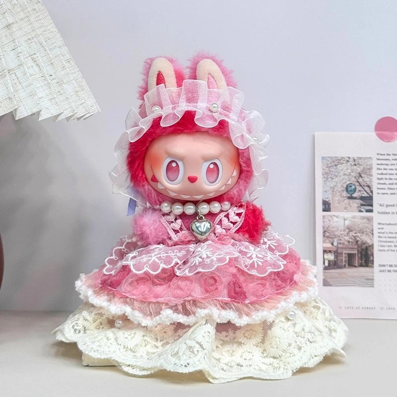 For Labubu Baby Clothes Front High-energy Series Plush Doll Pendant Third Generation Doll Skirt Set Fashion Doll Clothing Gift