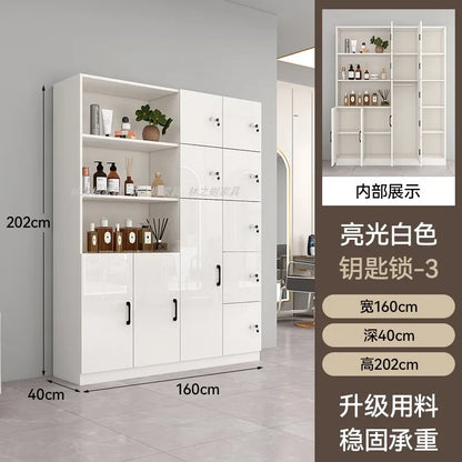 Customized barber shop towel cabinet Beauty salon product display cabinet Hair shop locker Customer deposit box with lock
