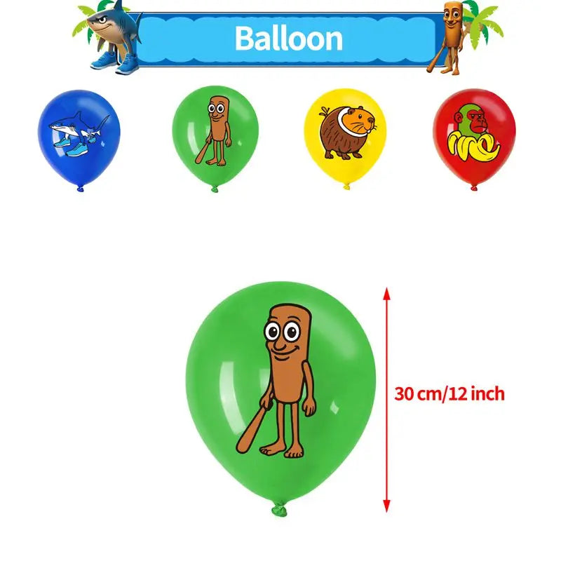 Tung Tung Sahur Birthday Party Decoration Tralalelo Tralala Banner Balloon Italian Brainrot Backdrop for Kids Baby Shower Supply