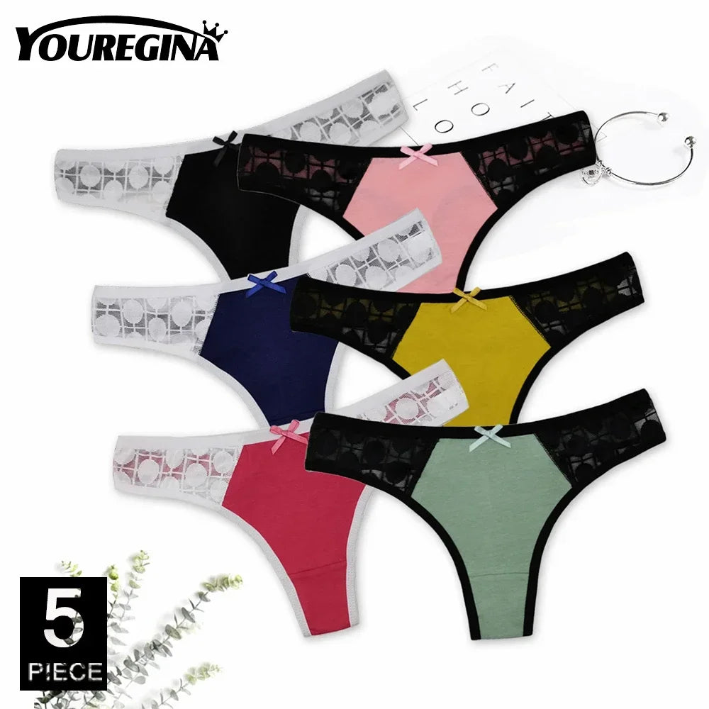 Ladies Cotton Thongs Panties Women Culottes Sexy G Strings Female Underwear Lingerie Comfort Soft Low Rise Tangas 5 pcs/lot