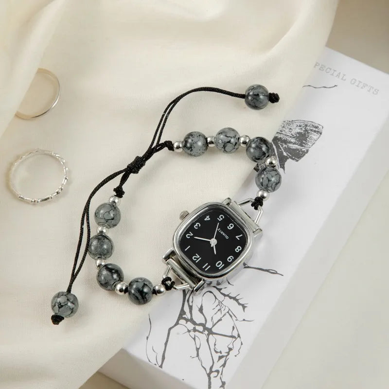 Women's Watch Small Woven Watch Versatile Light Luxury Bead Bracelet Watch for Fashionable Accessories Can be customized