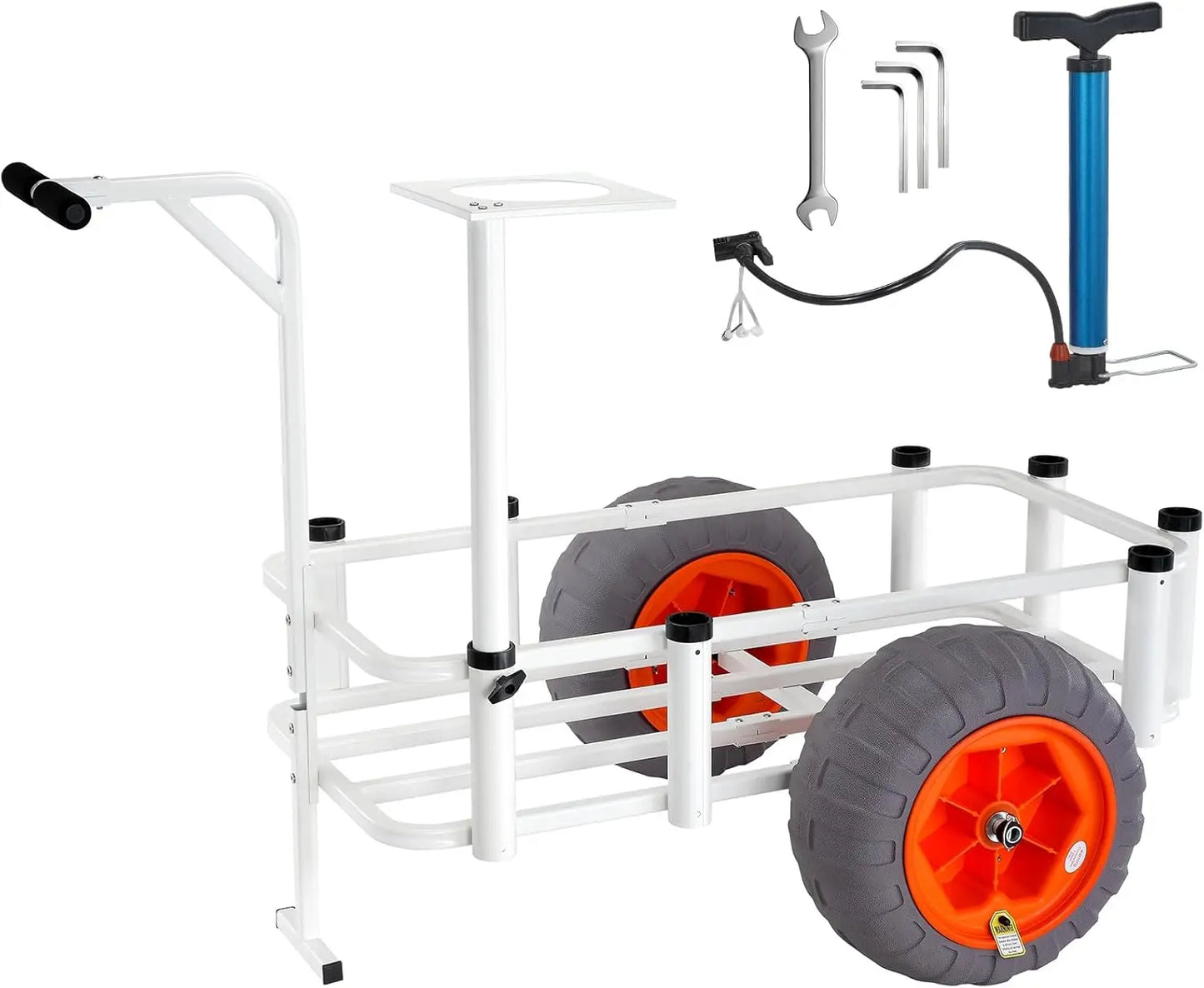 Beach Fishing Cart, 350 lbs Load Capacity, Fish and Marine Cart with Two 16" Big Wheels PU Balloon Tires for Sand