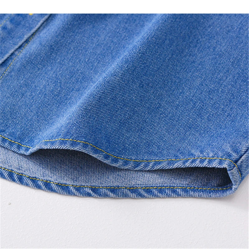 Classic Design Baby Kids Denim Jacket with Front Pockets for Boys Casual Outfit Children Fashion Denim Coat Age 2 To 9 Years Old