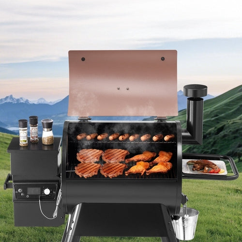 Wood Pellet Grill Smoker Outdoor Electric BBQ Grills 575 Sq.in Cook