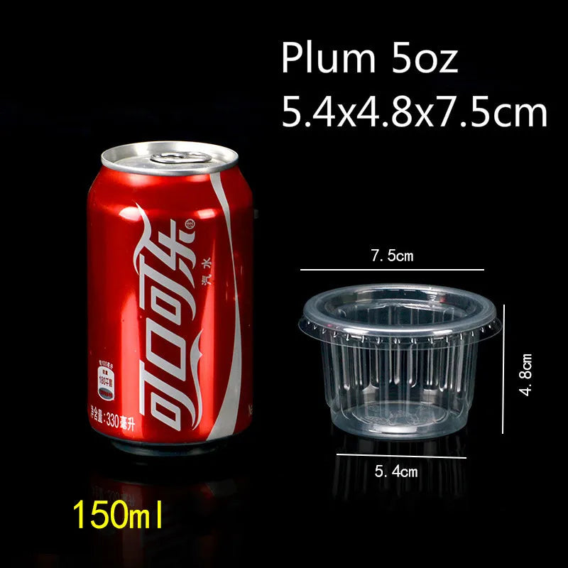 50 PCS Pudding Cup With Lid Disposable Plastic Cups Sauce Baking Jelly Dessert Cups Wedding Small Mini Party Set Cup Bowl Box