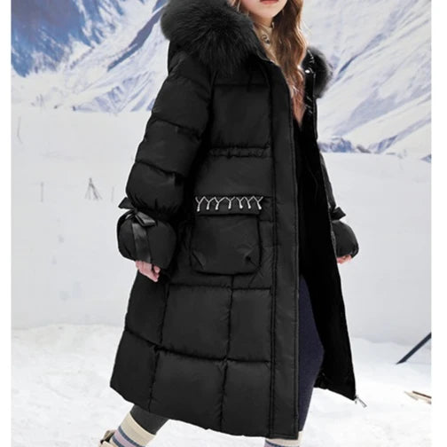 Girls Cotton Clothes 2025 Autumn and Winter New Childrens Clothing Korean Girls Baby Big Hair Collar Long Down Cotton Clothes