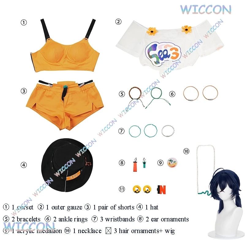 [OHaYoCos]MC Belle Cosplay Costume Wig Cosplay Zenless Zone Zero Beach Outfit Summer Game Clothes Uniform Outfit Halloween ZZZ R