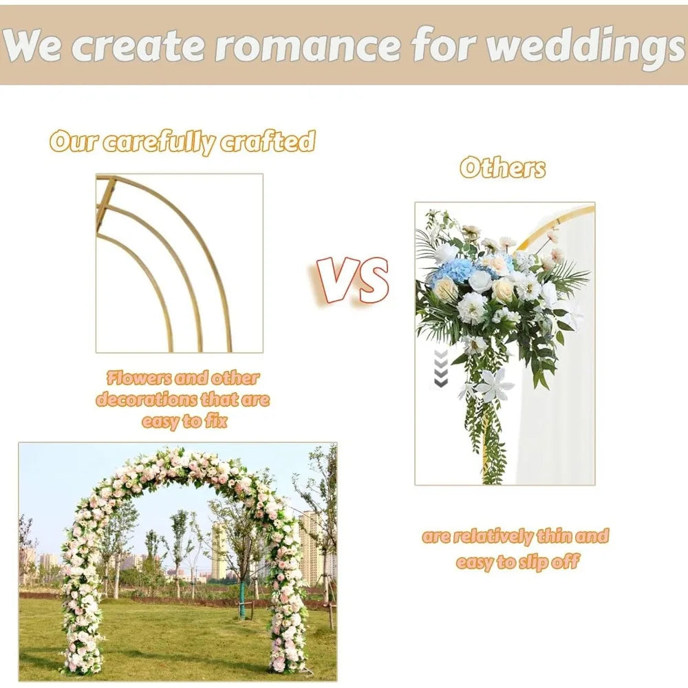 8.53Ft Metal Wedding Garden Arch Trellis, Gold/White, Balloon Archway Decoration Stand with Sturdy Base - Indoor Outdoor Party C