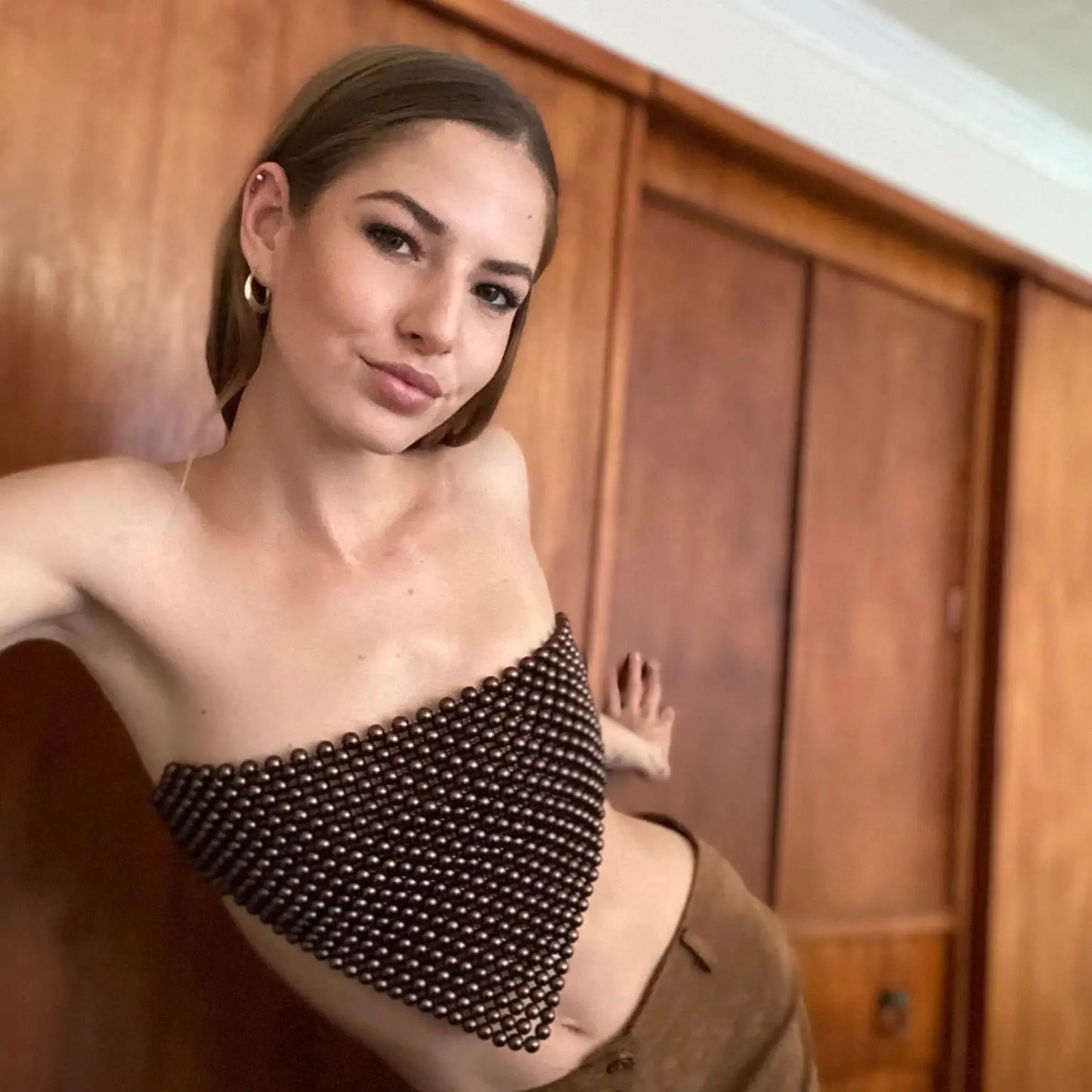 Pearl Body Chain Sexy Lingerie Women Bikinis Waist Chain  Chain Chains For Chest Wrap Waistcoat Chain Ultra-short Navel Vest