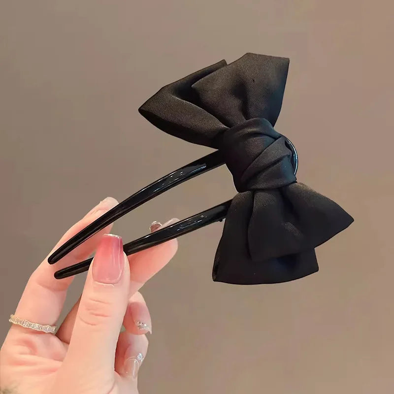 Chic Korean-Style Bow U-Shaped Hair Clip Set  Elegant Updo Barrettes for Women Bridal Daily Use Hair Accessories Embellishments