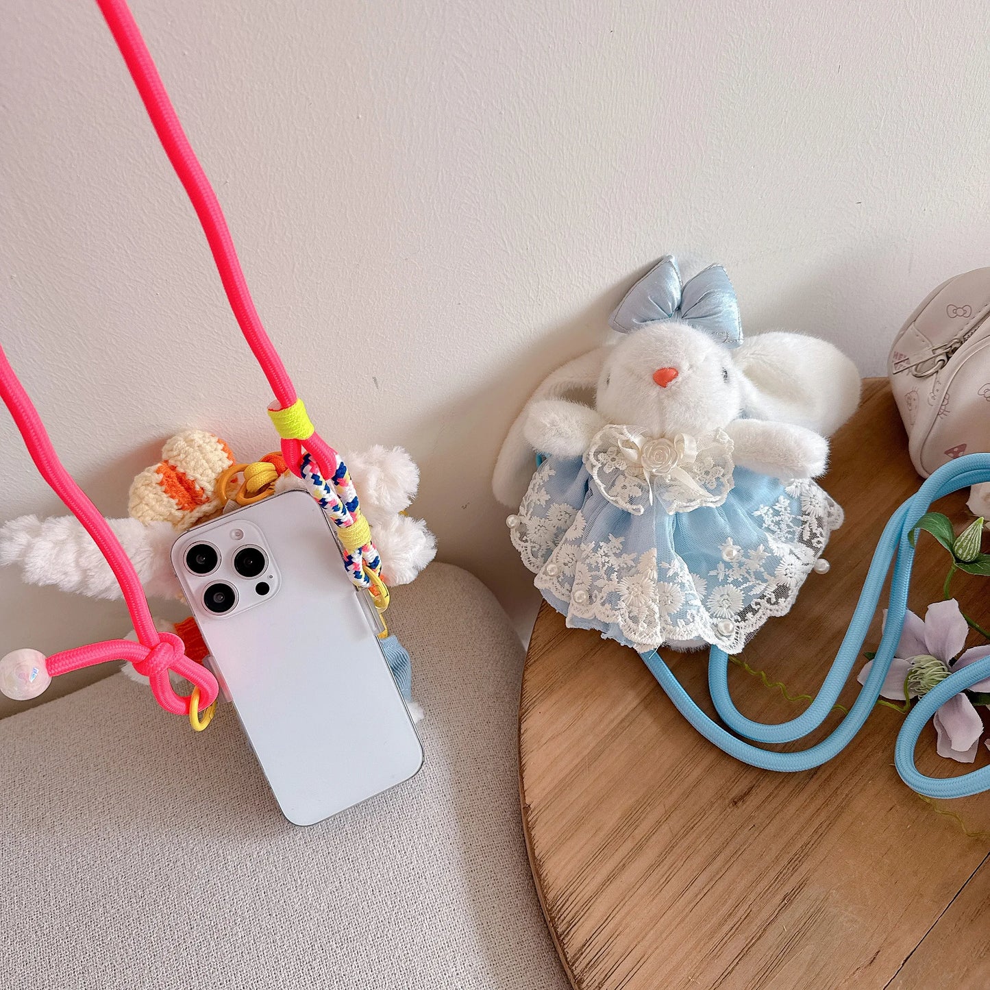 Hanging Ear Rabbit Doll Keychain Cartoon Plush Doll Bag Pendant Cute Animal Doll Accessories For Girl Women Christmas Gifts